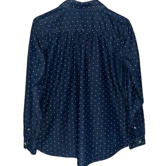 LOFT The Softened Shirt Chambray White Hearts Print Valentine's Day NWOT Small - Picture 5 of 11